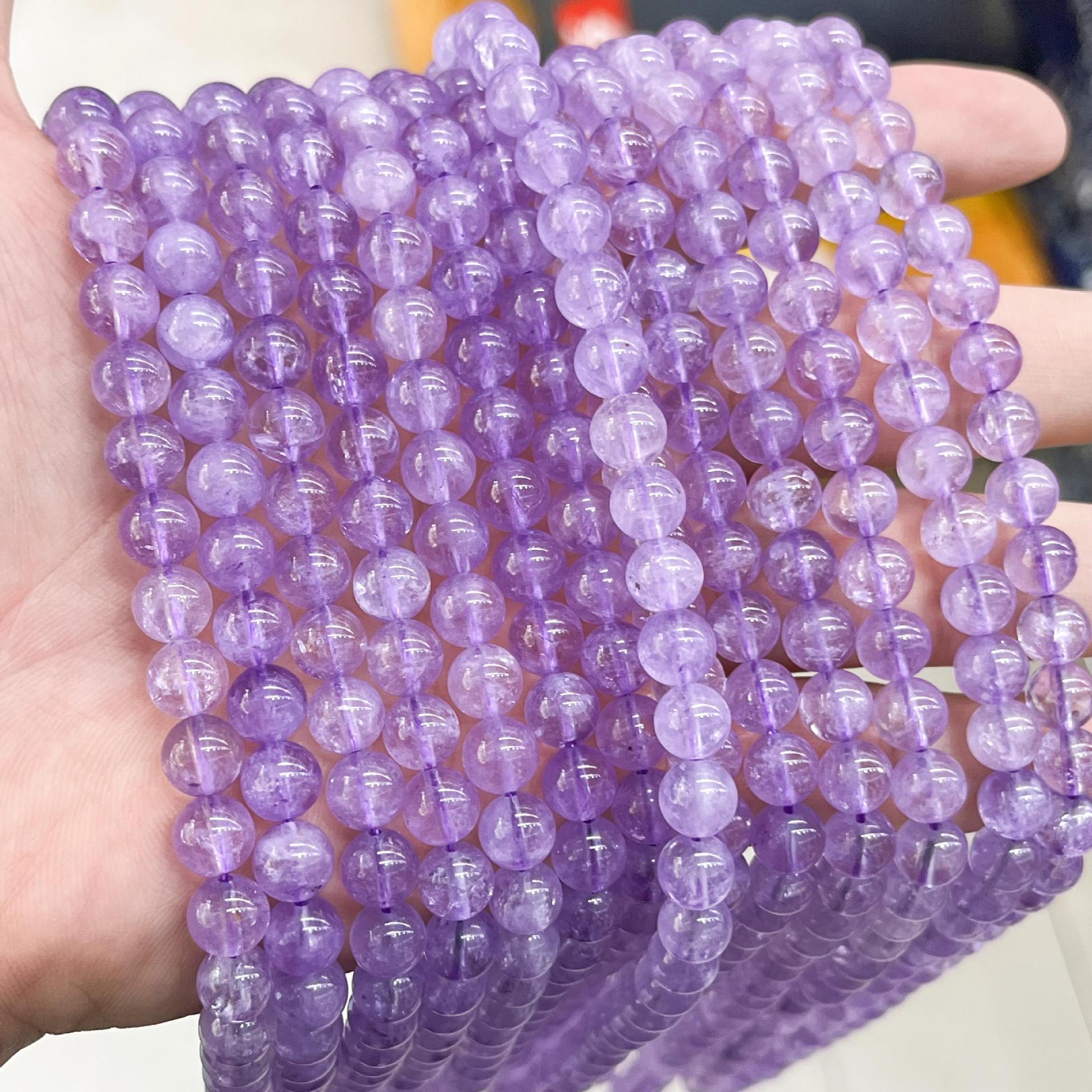 자수정 옥 둥근 구슬 라벤더 최적화 보라색 옥 느슨한 구슬 반제품 DIY 보석 액세서리 도매 라이브