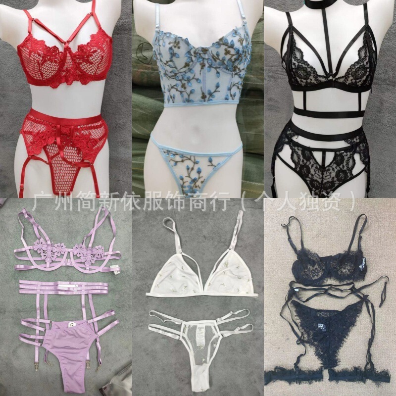 Shein Cross-Border Foreign Trade Sexy Lingerie, Sexy Women's Mesh Floral See-Through Lingerie Two-Piece Set Wholesale from Manufacturer