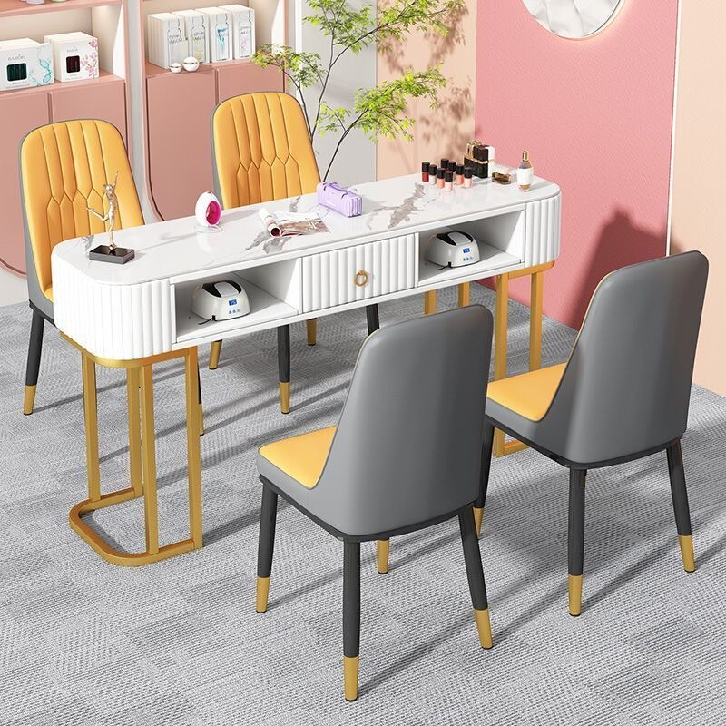 Nail Art Table for One Person, Small Single-Person Nail Station, Nail Salon Dedicated Table with Drawer Set, Trendy Nail Table