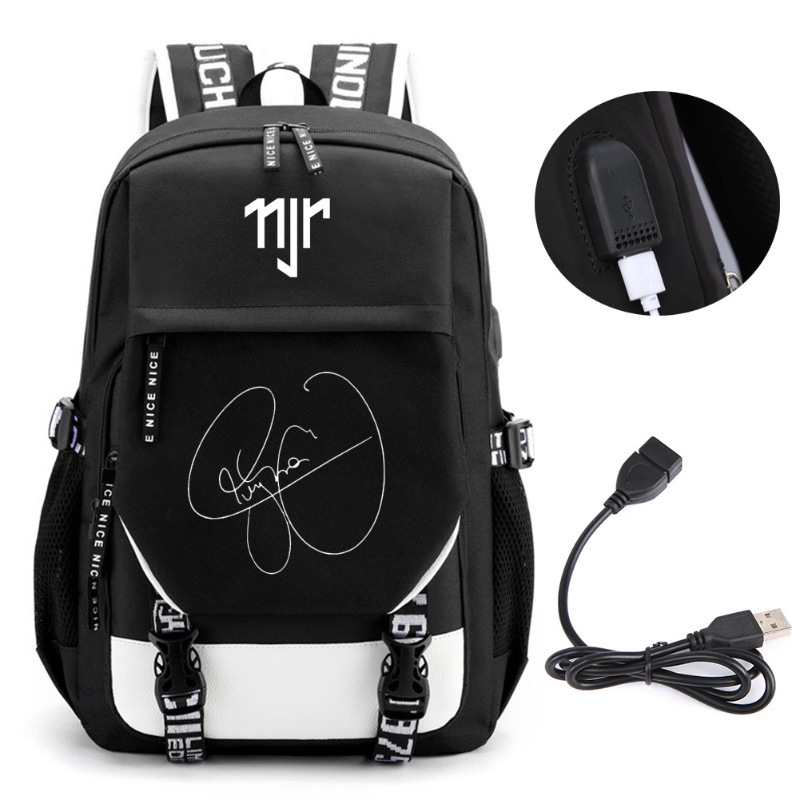 Estrellas de fútbol transfronterizas mochila perimetral mochila de computadora USB de gran capacidad para adolescentes bolsas escolares