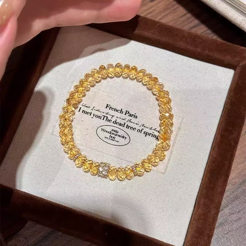 Xiaohongshu's New Faceted Yellow Crystal Hand Ornaments, Good Luck Day by Day, Light Luxury Gifts, Beads Wholesale