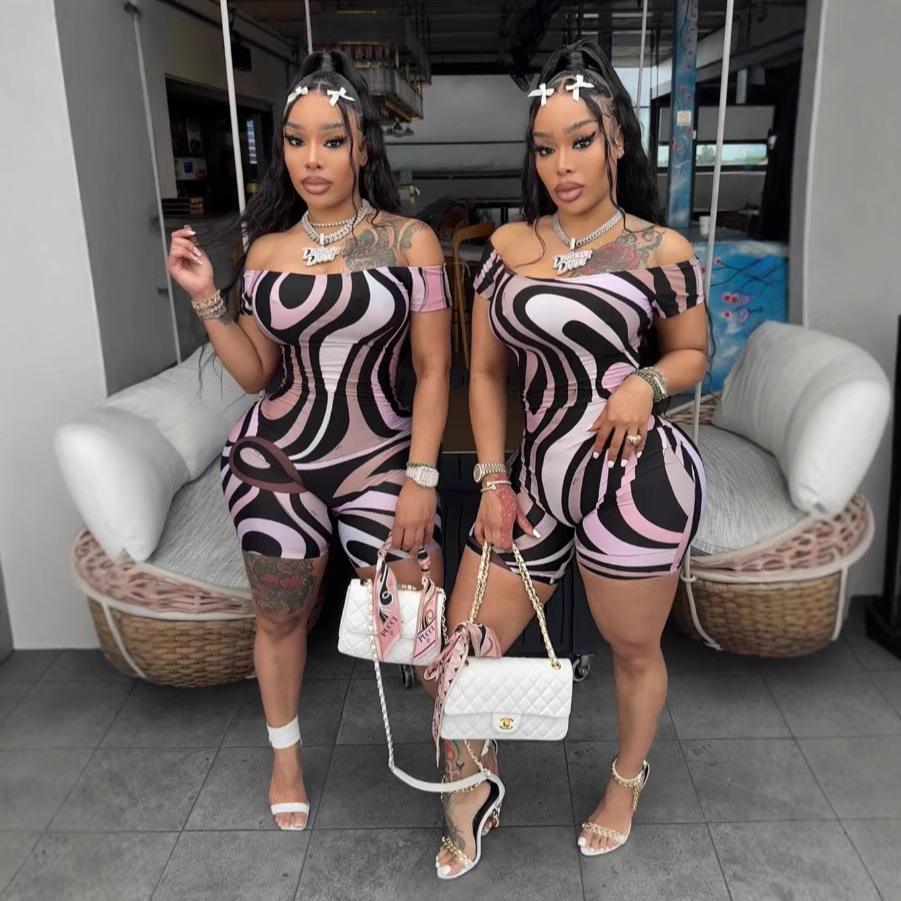 FC1364 European and American Cross-border Sexy Hot Girl Printed Strapless Siaman Shorts