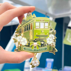 大連発光路面電車小さな緑の車冷蔵庫マグネット金属磁気 AR 観光文化創造的なお土産ギフト