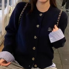 软糯假两件针织开衫2025春秋季新款韩系慵懒风毛衣外套女上衣潮