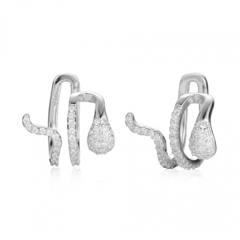 Übertriebener Schlangenförmiger Ohrclip Diamanten Speziell Geformter Ohrring display picture 2
