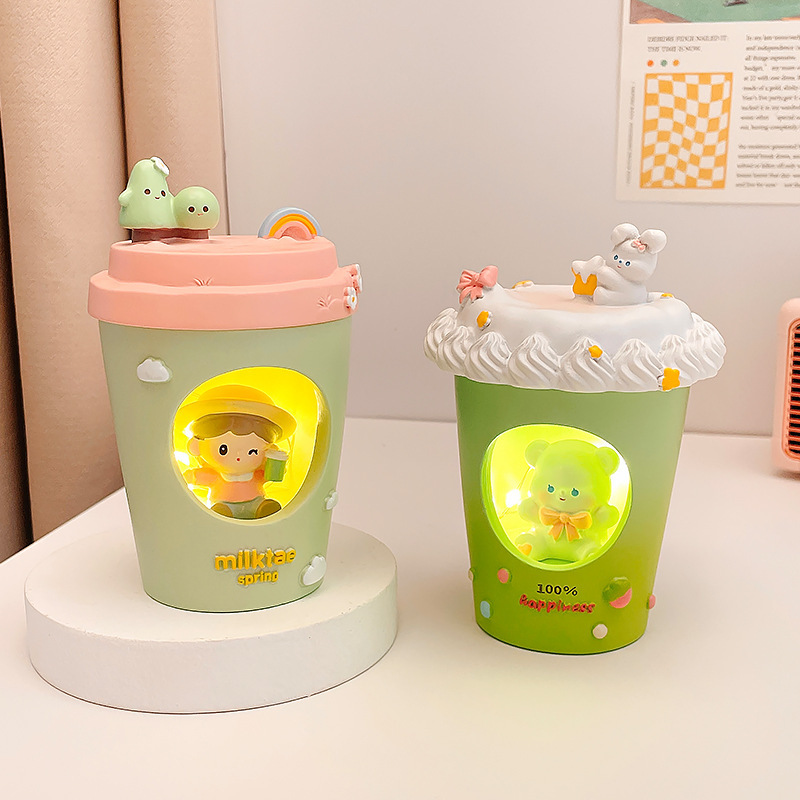 크리에이티브 코크 컵 야간 조명 침실 침대 옆 장식 홈 데스크탑 공예 수지 소형 장식품 생일 선물