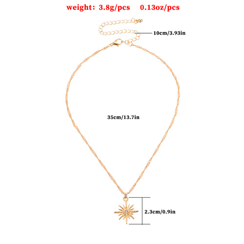 Eurasian Accessories Sun-Shaped Necklace Chain for Women Star Lockchain Accessory
