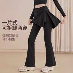 打底裤女秋季薄款瑜伽裤大码胖妹妹修身显瘦带屁帘假两件健身裙裤