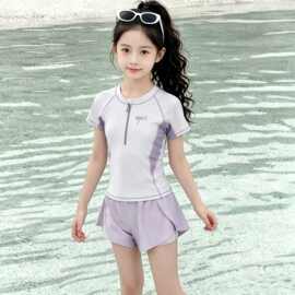 女童泳衣夏季2026新款分体中大儿童度假游泳衣保守初中生舒适泳装