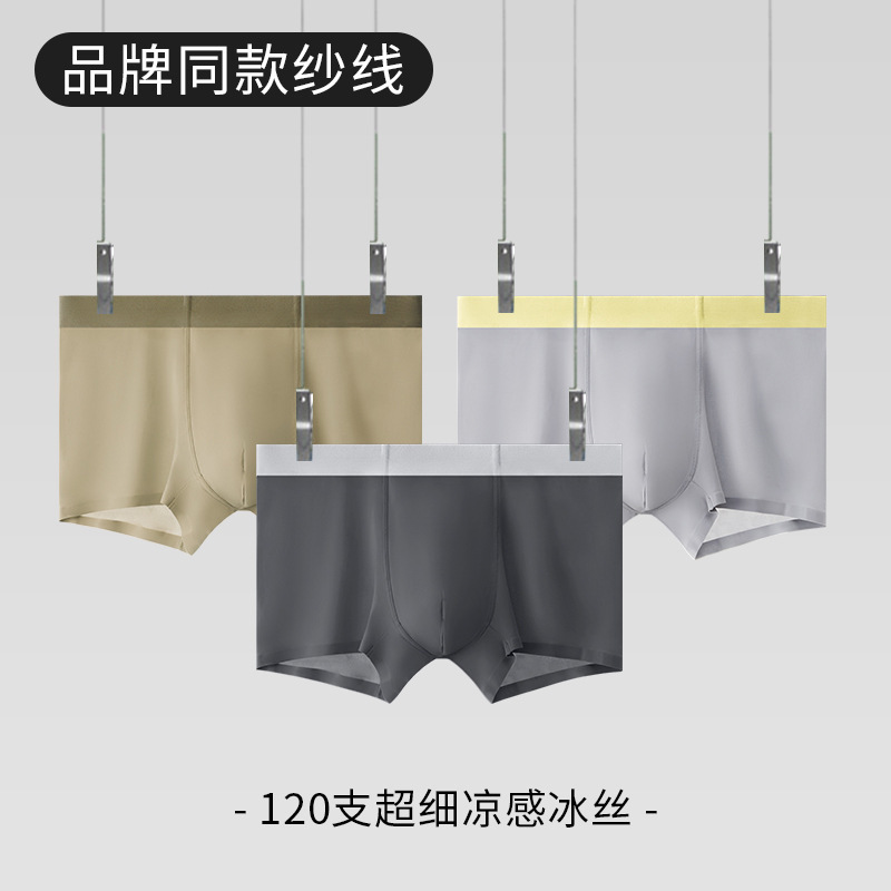 2025 Brand Same Style 120S Ice Silk Men's Underwear Seamless Lightweight Breathable Mask Pants Antibacterial Boxer Briefs Wholesale