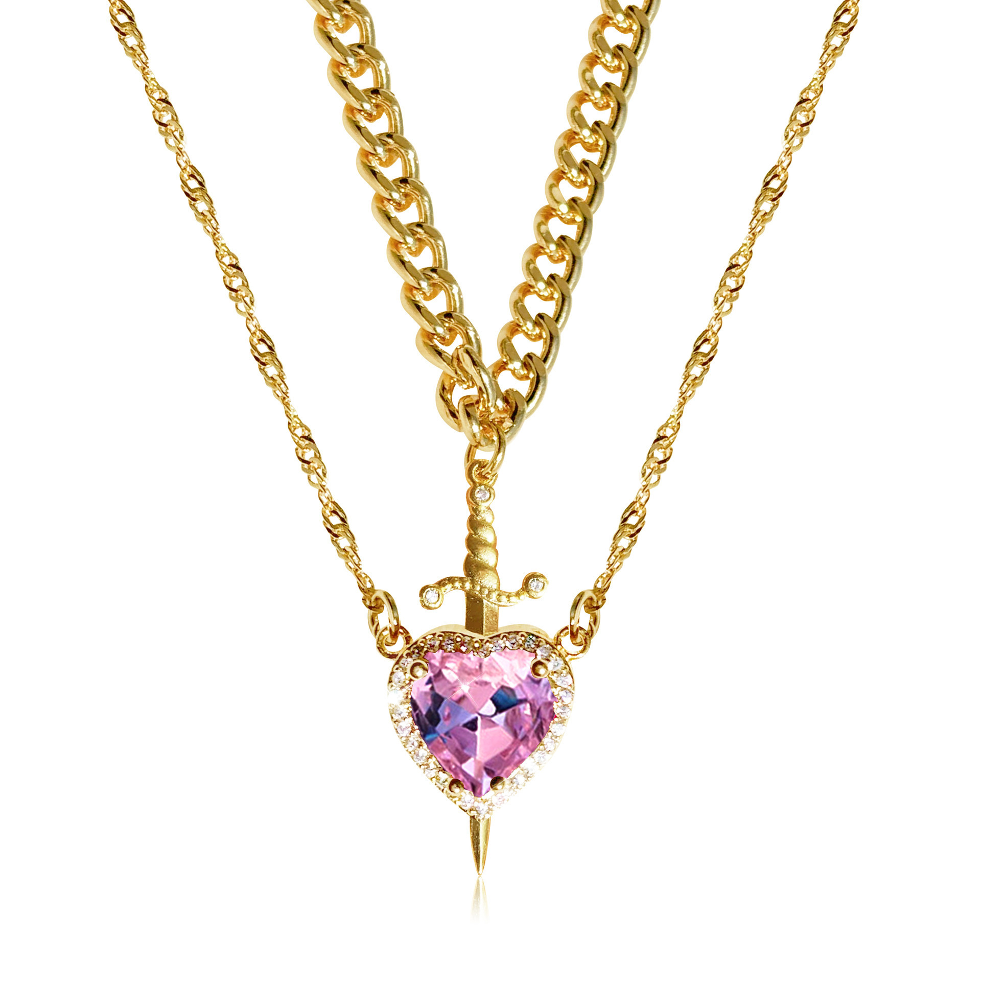 Geometric, Heart Shape Pattern Wholesale Jewelry Casual Elegant Lady Geometric Heart Shape 304 Stainless Steel Copper Plating Necklace Cuban Link Chain Curb Chain Cable Chain