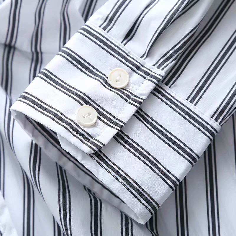 striped irregular niche loose shirt dress Nihaostyles wholesale clothing vendor NSAM75918