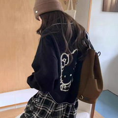 2025新款宽松百搭慵懒风毛衣开衫女秋冬加厚韩版卡通针织衫外套女