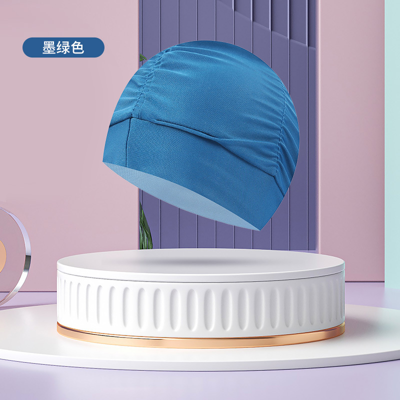 Sombrero de tela de natación adulto unisex cuidado del cabello protección del oído gorro de natación moda no-apriete cabeza plisada gorro de natación al por mayor