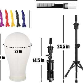 Wig Head Wig Stand Tripod with Head Canvas Wig Head Stand