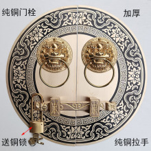 仿古大门装饰门栓门锁纯铜拉手老式门环把手中式木门配件插销挂锁