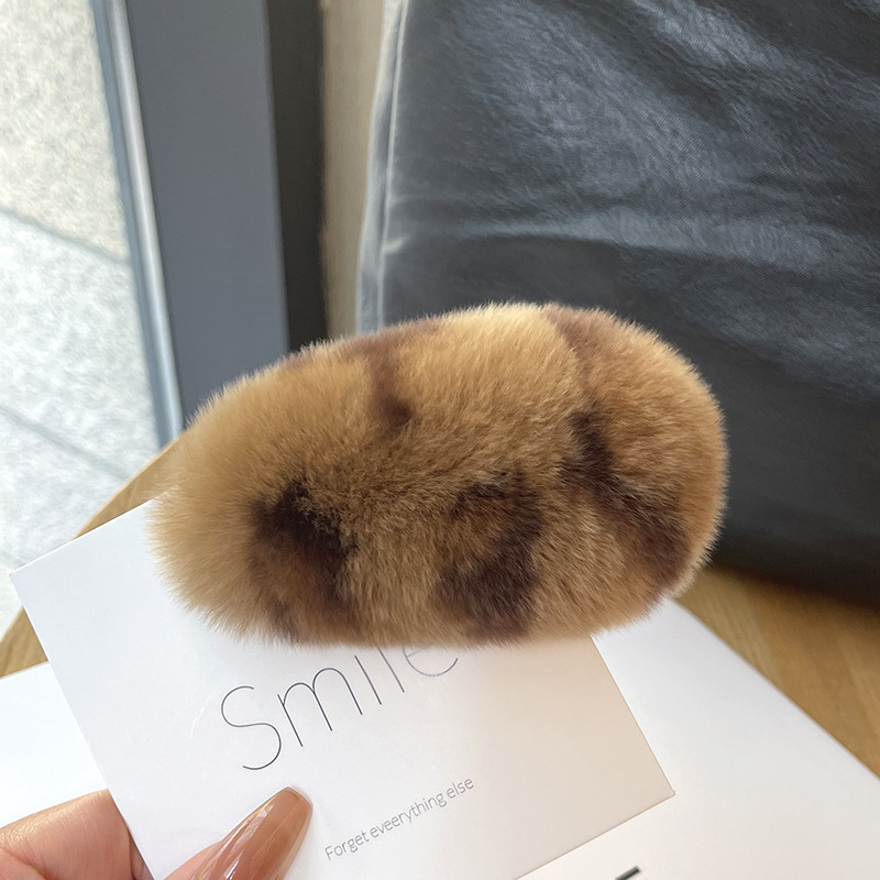 Camel leopard print bb clip