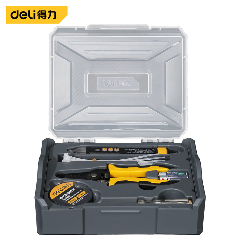 得力 DL1001-5E家用工具箱套装 电工维修五金手动工具组套5件套家
