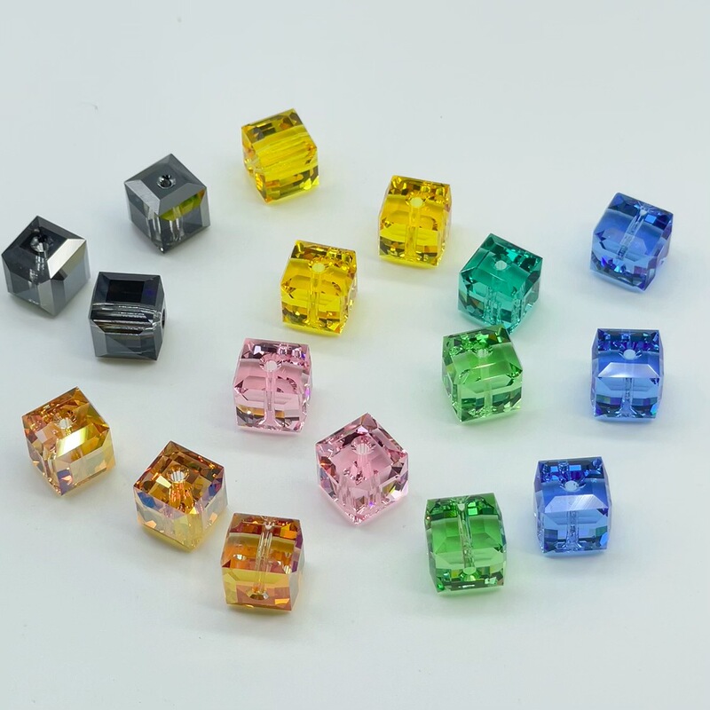 Swarovski Elements Crystal 5601 Square Beads with Center Hole for Necklaces, Bracelets, Phone Chains, and Beading