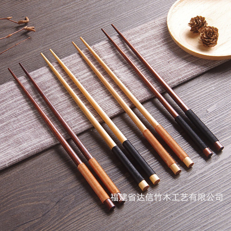 Kitchen Utensils Wooden Chopsticks Japanese-Style Iron Knife Wooden Restaurant Wrapped Chopsticks Solid Wood Household Pointed Chopsticks with Engraving