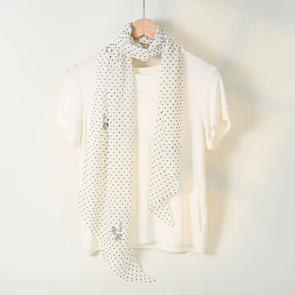 Off-white camellia polka dots