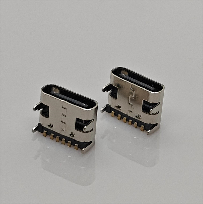 TYPE-C板上/立式贴片 6PIN/6.8母座typec板上USB 2.0连接器带中夹-阿里巴巴