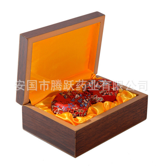 Wooden Gold-Trim Hexagonal Pill Box Two-Pill Chinese Medicine Gift Box Vintage MDF Storage Case key features