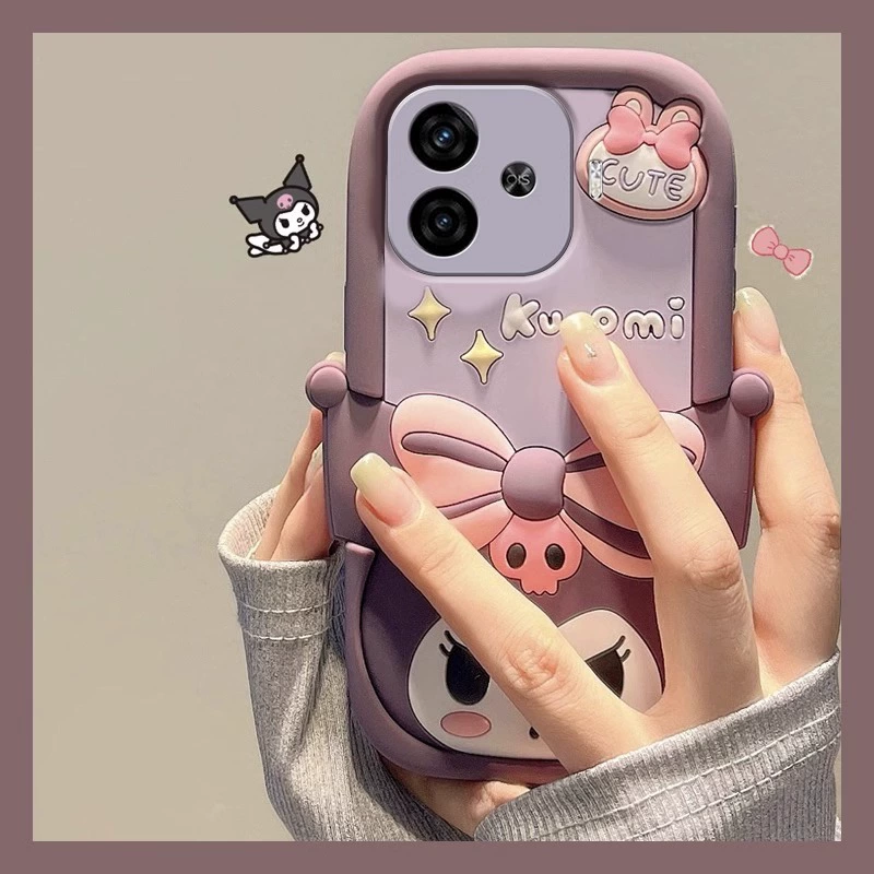 Чехол для телефона Honor Kuromi, совместим с iPhone 6–16, фиолетовый защитный чехол