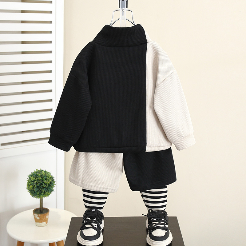 5970 niño estilo occidental falso traje de dos piezas suéter de manga larga coreano para niños 2024 nuevo bebé guapo de moda primavera y otoño