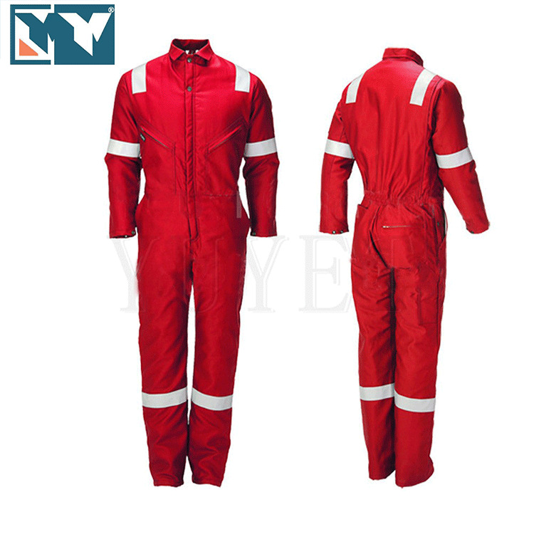 厂家直供棉阻燃工装静电保护连体工作服订作防火工服透气轻便