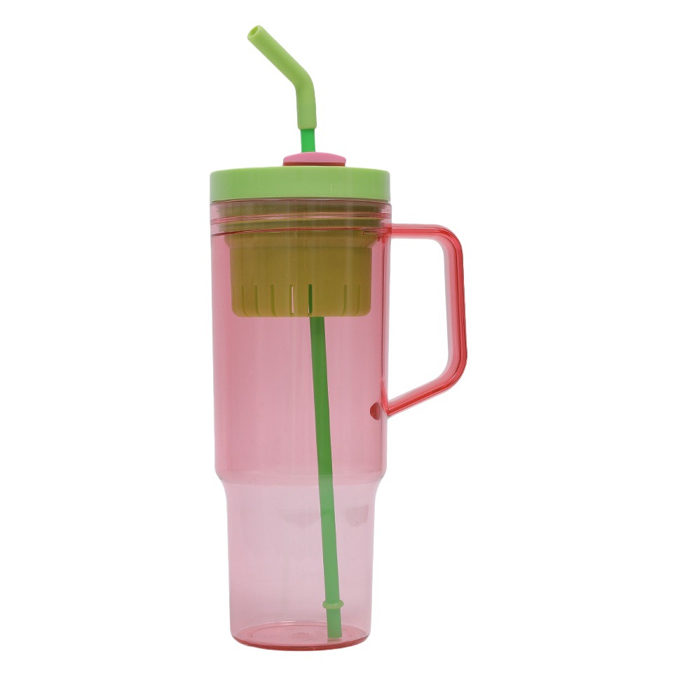 Taza de coche de comercio exterior transfronteriza de 40oz Taza de plástico gigante Juego de tres piezas con pajita Taza de agua de gran capacidad y alto valor