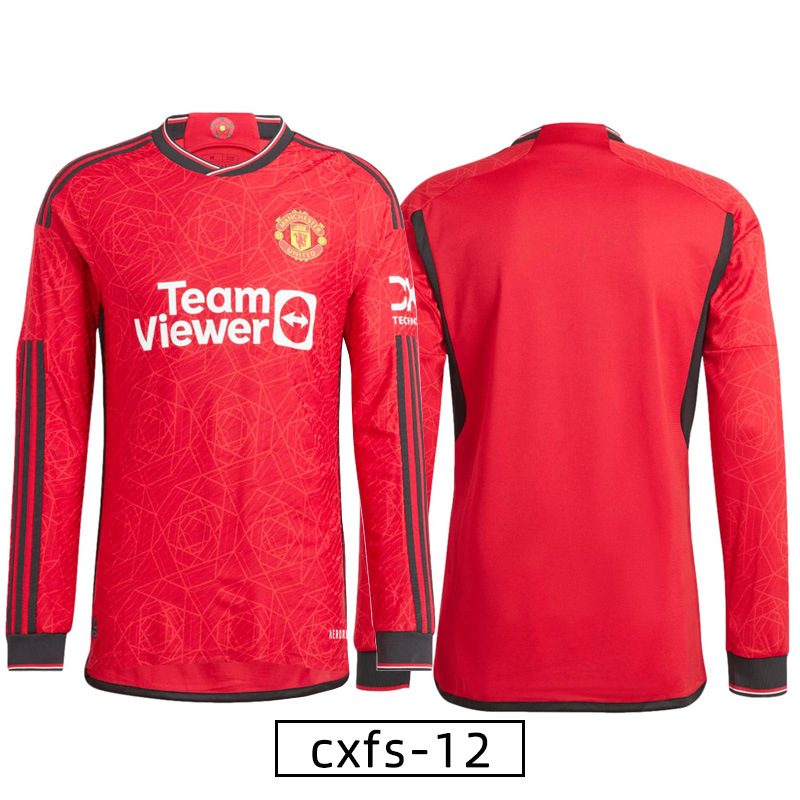 Comercio extranjero transfronterizo para camisetas de fan de manga larga personalizadas otoño y invierno 2025, camisetas de fútbol gruesas, camisetas de fútbol retro