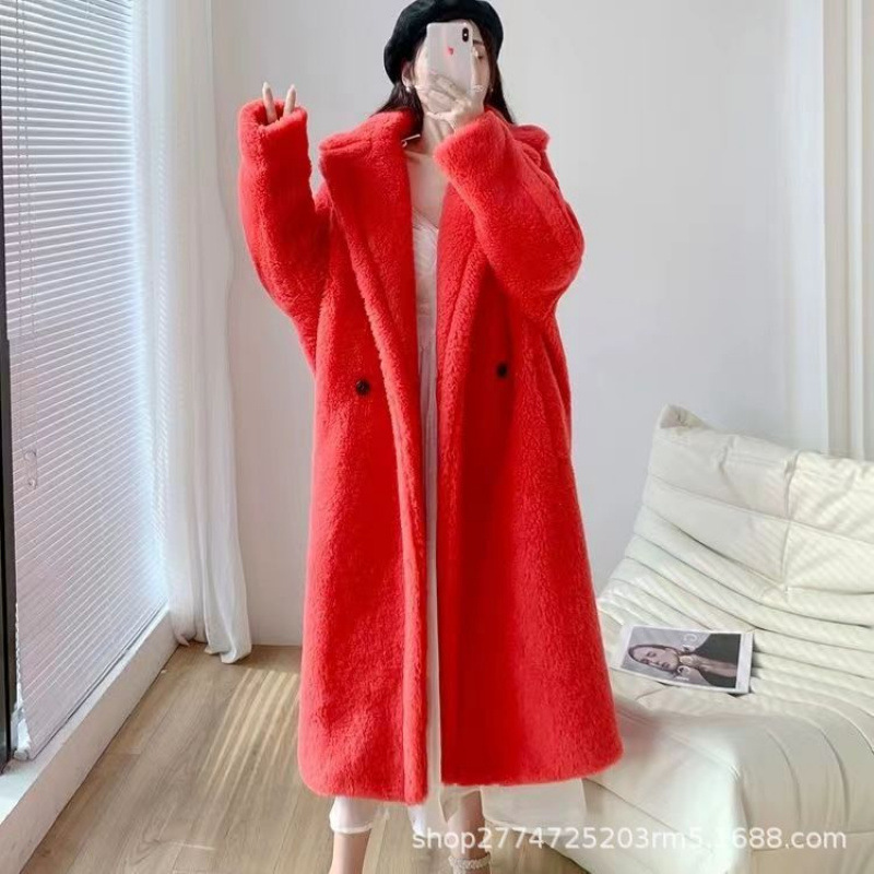 2025 秋と冬の新しいロング肥厚西洋スタイル羊剪断ラムウール模造毛皮ウールコート女性のための若い新しいスタイル|undefined