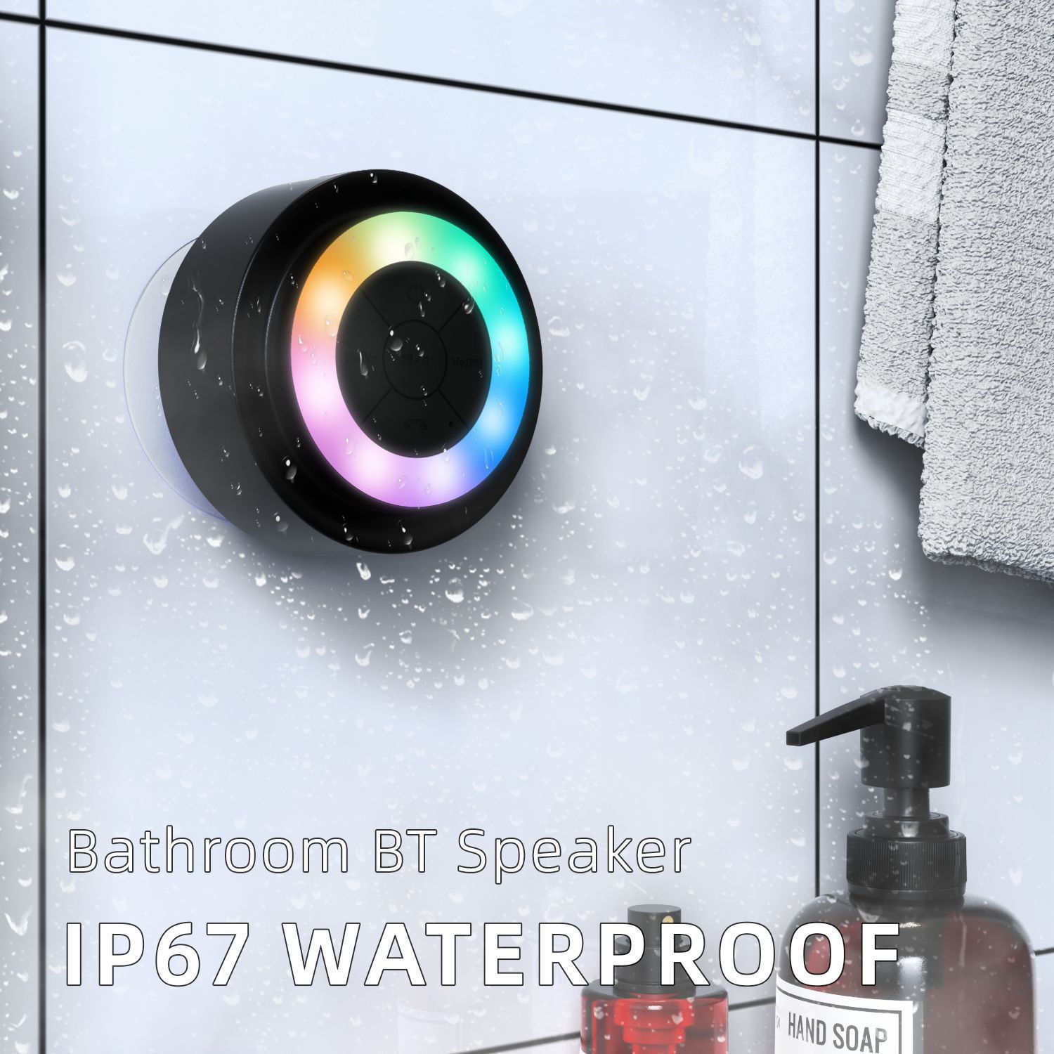 IP67 altavoces impermeables 5W alta potencia sonido portátil RGB iluminación de colores radiofrecuentes FM carga TYPEC