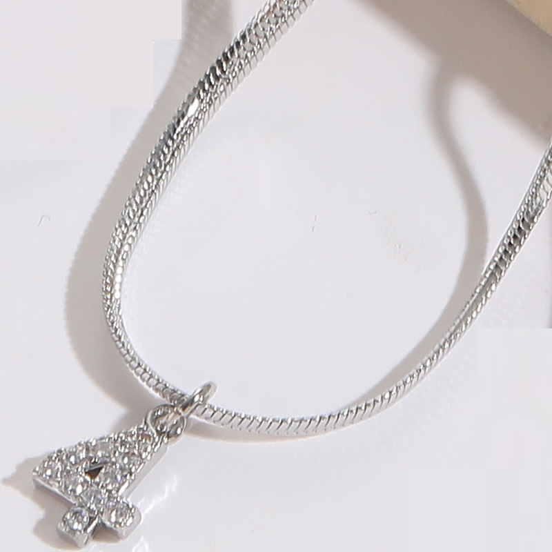 Simple Style Number Copper Inlay Zircon Pendant Necklace 1 Piece