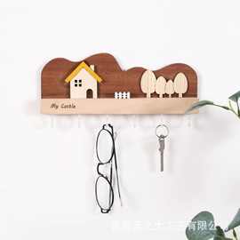 进门玄关钥匙口罩收纳架壁挂门口衣帽架免打孔墙壁装饰储物架衣钩