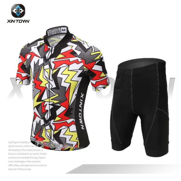 XINTOWN Children's Riding Suit New Summer Bicycle Riding Suit Balance Bike Printed Short Sleeve Riding Suit