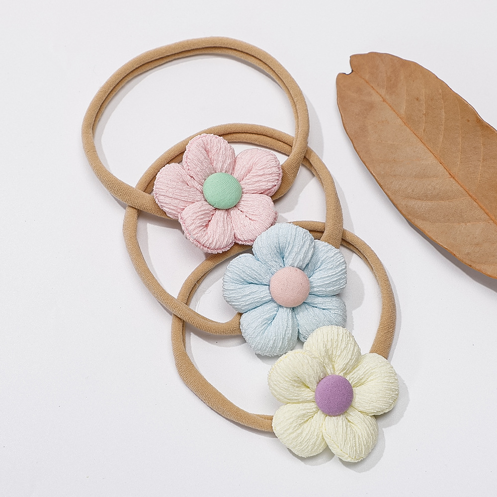 Accessori per capelli per bambini estivi europei e americani transfrontalieri, fascia elastica per capelli per bambini, fascia per capelli con fiori carini intrecciata a mano_voghion.com