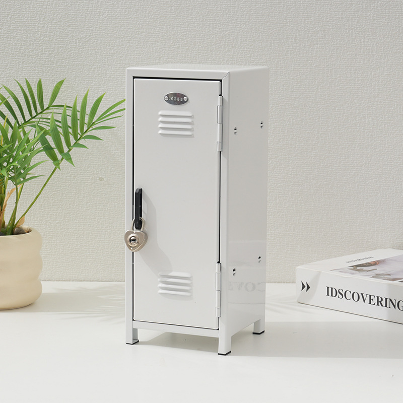 エリック小屋収納キャビネットデスクトップ収納ボックス鉄質収納ボックスロック付き収納キャビネットかわいい少女心粉鉄キャビネット|undefined