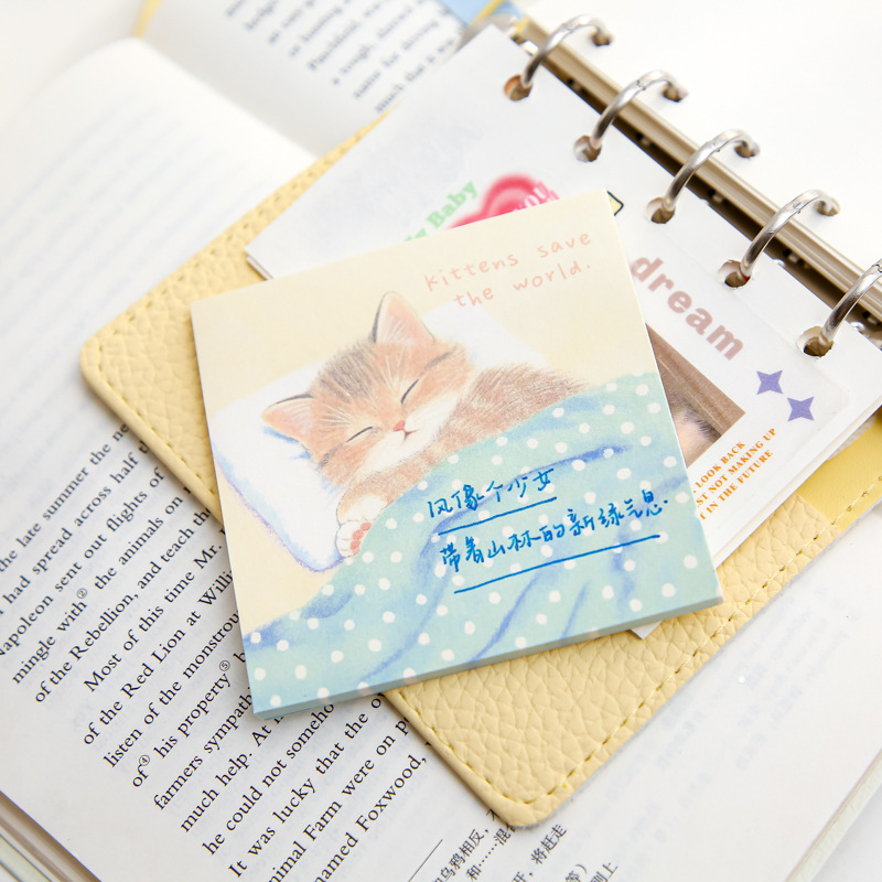 Mr. Paper Three Enjoy N Tie Stickers Serie de historias junto a la cama Ilustración original Notas del estudiante Mensaje Post-it