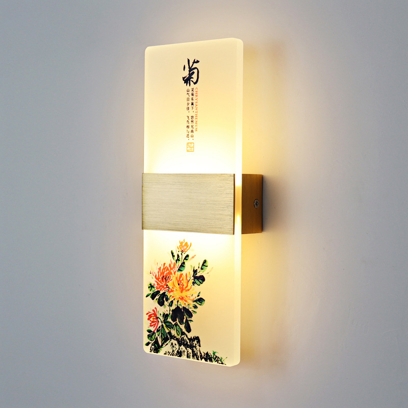 Nuevo estilo chino lámpara de pared sala de estar pasillo moderno lámpara de cabecera led escalera de dormitorio simple lámpara creativa