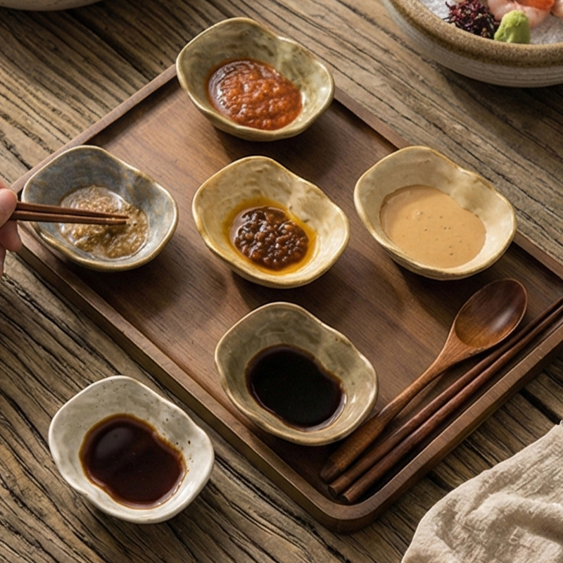 Japanese kiln-turned ceramic oyster-shaped dish sushi soy sauce mustard dish appetizer side dish hot pot restaurant dipping dish condiment dish