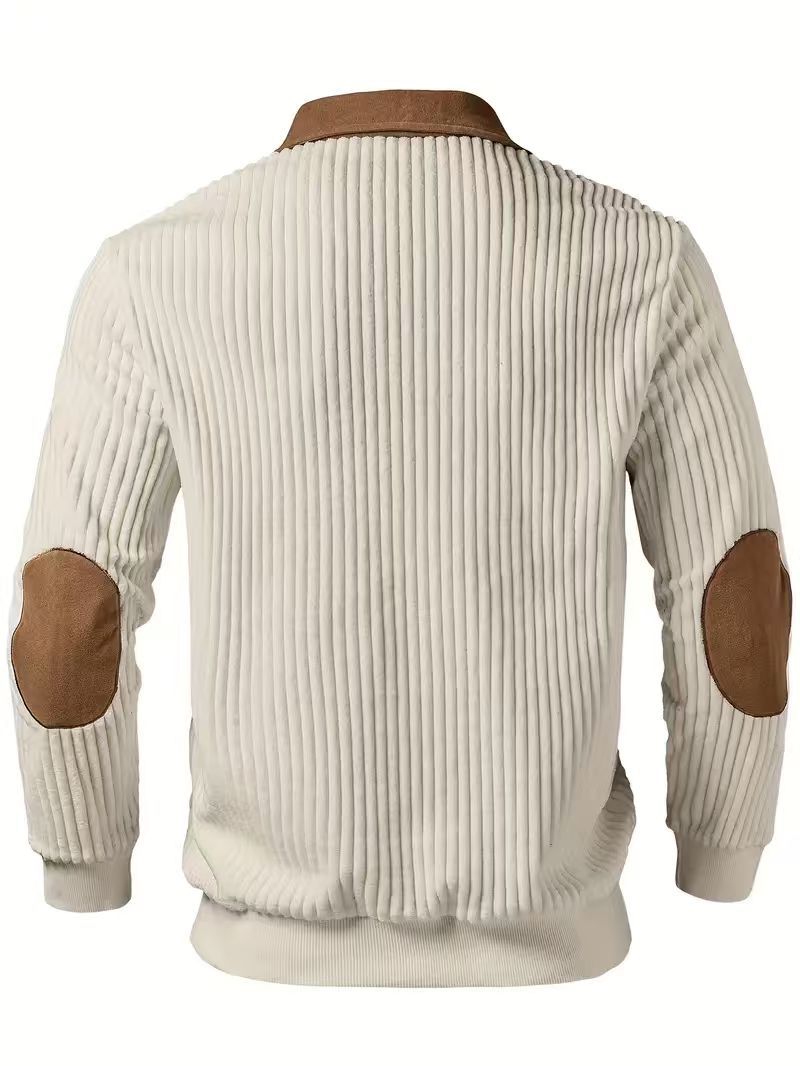 Knitted Hoodie With Collar Splicing And Embroidery For Men_voghion.com