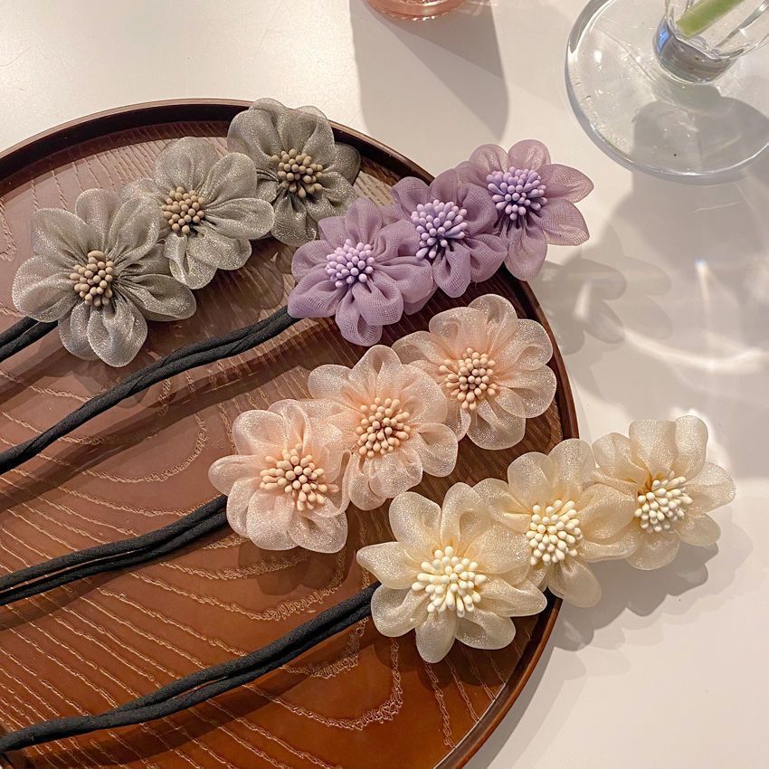 Sweet Flower Cloth Gauze Aluminium Alloy Hair Band display picture 2