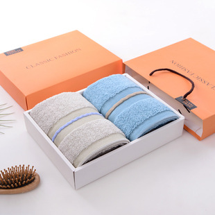 Wholesale double cotton towel gift box company activities opening hand gift annual meeting gift towel custom logo