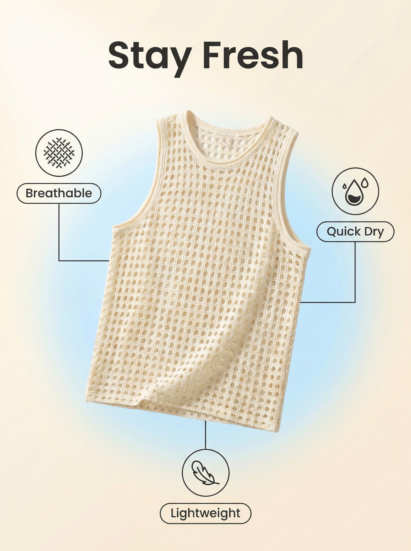 Herren Sommer Strickweste Mit Lochmuster Rundhalsausschnitt Top_voghion.com