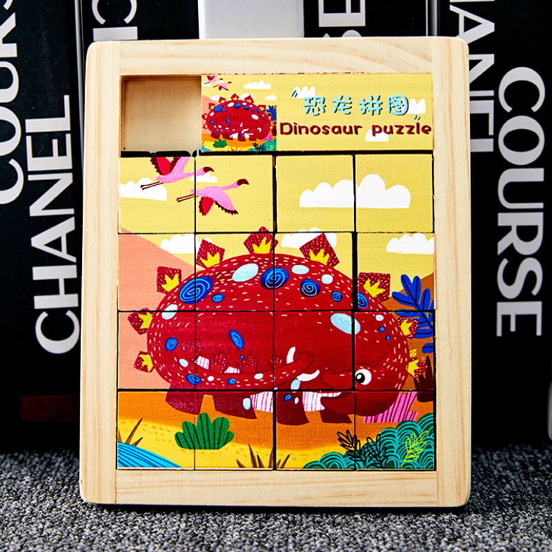 Animales de dibujos animados de madera para niños Hua Rongdao puzzles deslizantes móviles puzzle infantil juguetes personalizados