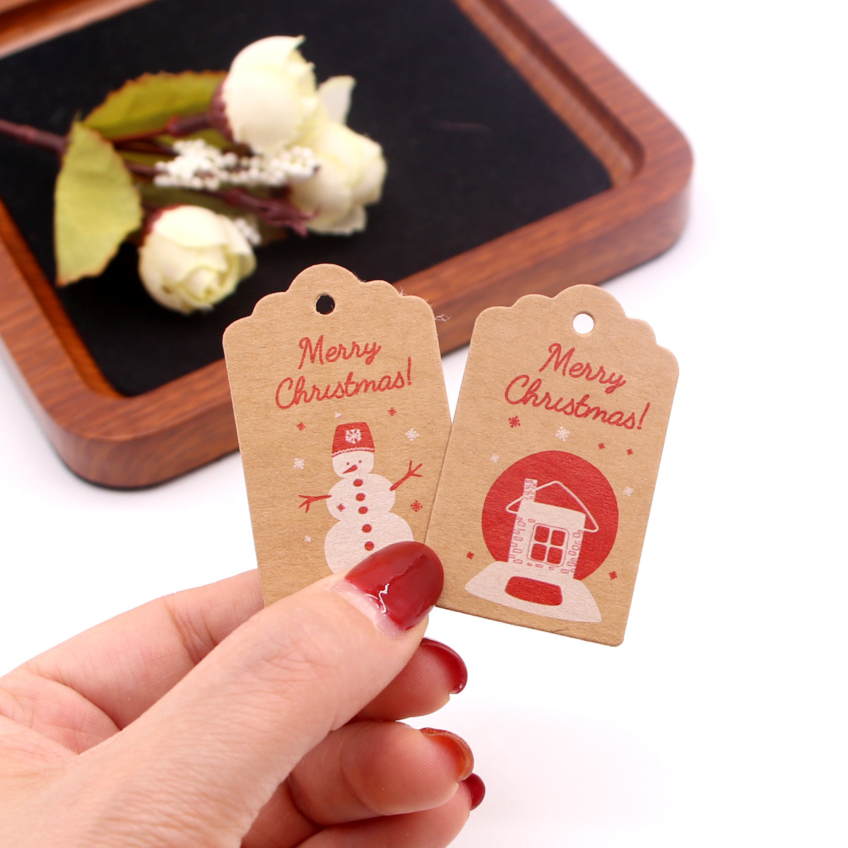 现货跨境牛皮纸吊牌圣诞节卡片礼物装饰标签卡饰品挂牌心愿留言卡