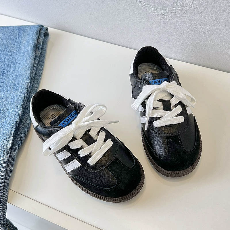 Spring children's white shoes for boys, non-slip casual footwear, trend of season, genuine leather