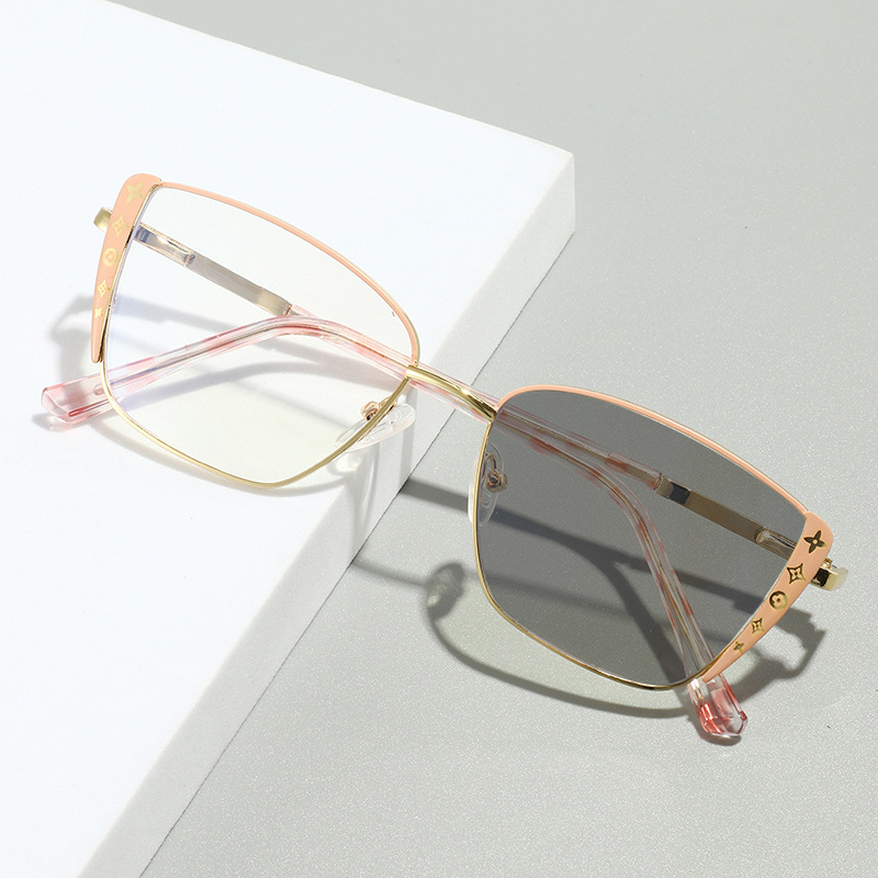 Cross-Border New European and American Anti-Blue Light Glasses, Ins Cat-Eye Stylish Fashion Optical Glasses, Metal Women's Eyeglass Frames